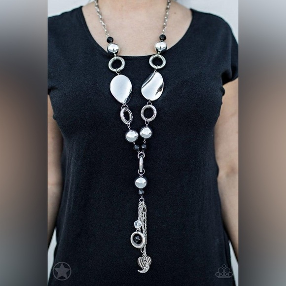 paparazzi Jewelry - Blockbuster - Total Eclipse Of the Heart - Silver Necklace & Earrings Set